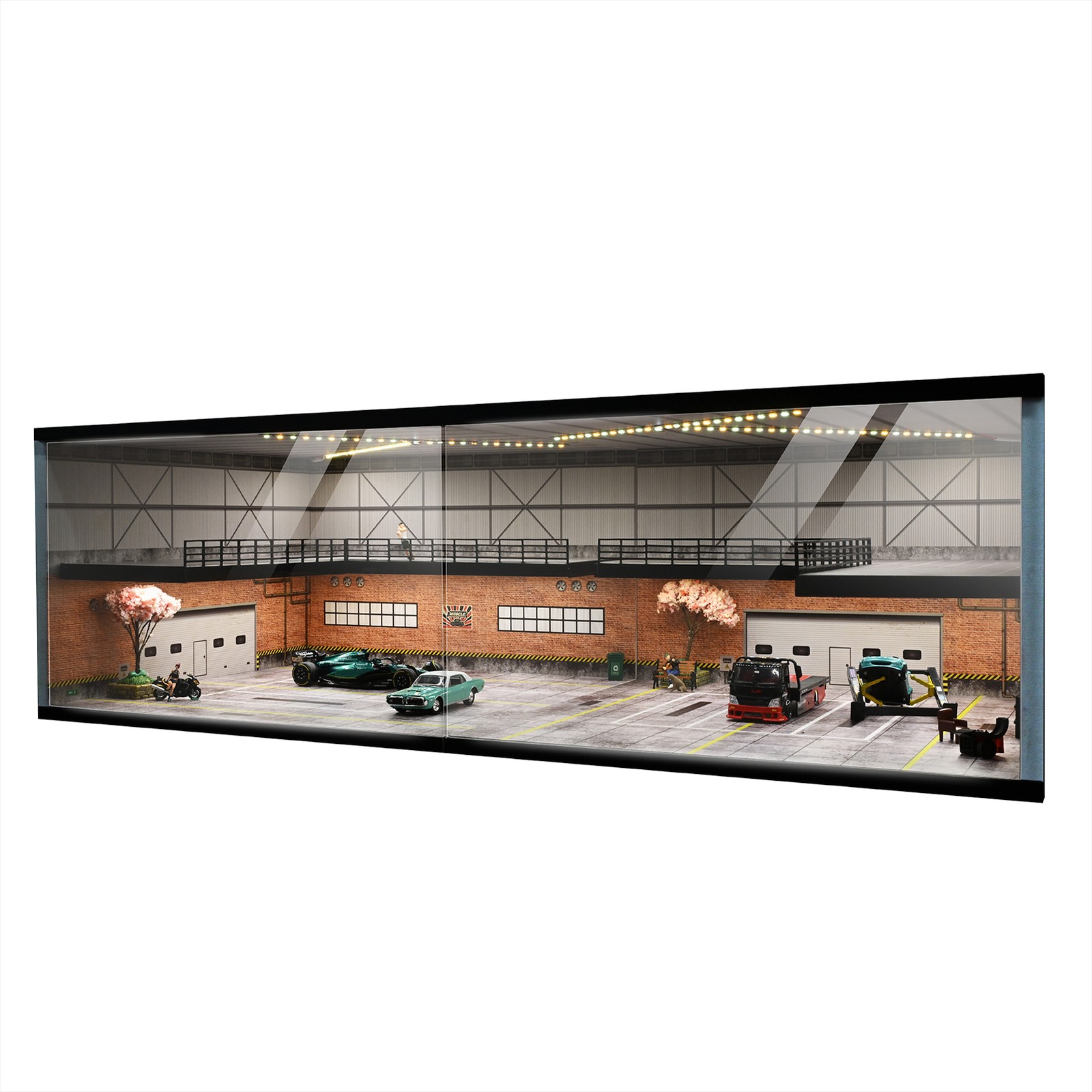 1/64 Diorama Car Garage Model LED Lighting Car Showroom Scene Display Model Gift