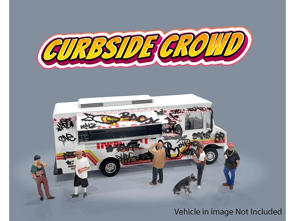 “CURBSIDE CROWD” 6 PC DIECAST FIGURE SET FOR 1/64 SCALE BY AMERICAN DIORAMA 2429