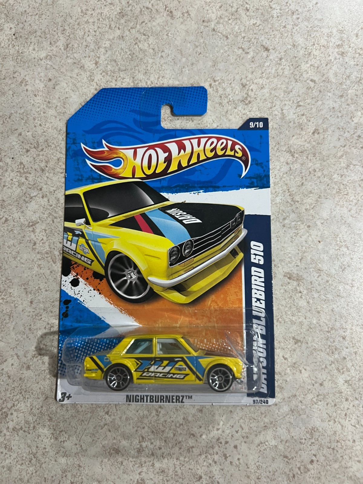 Hot Wheels Datsun Bluebird 510 Nightburnerz 9/10 Yellow 97/240 1/64 Diecast Car