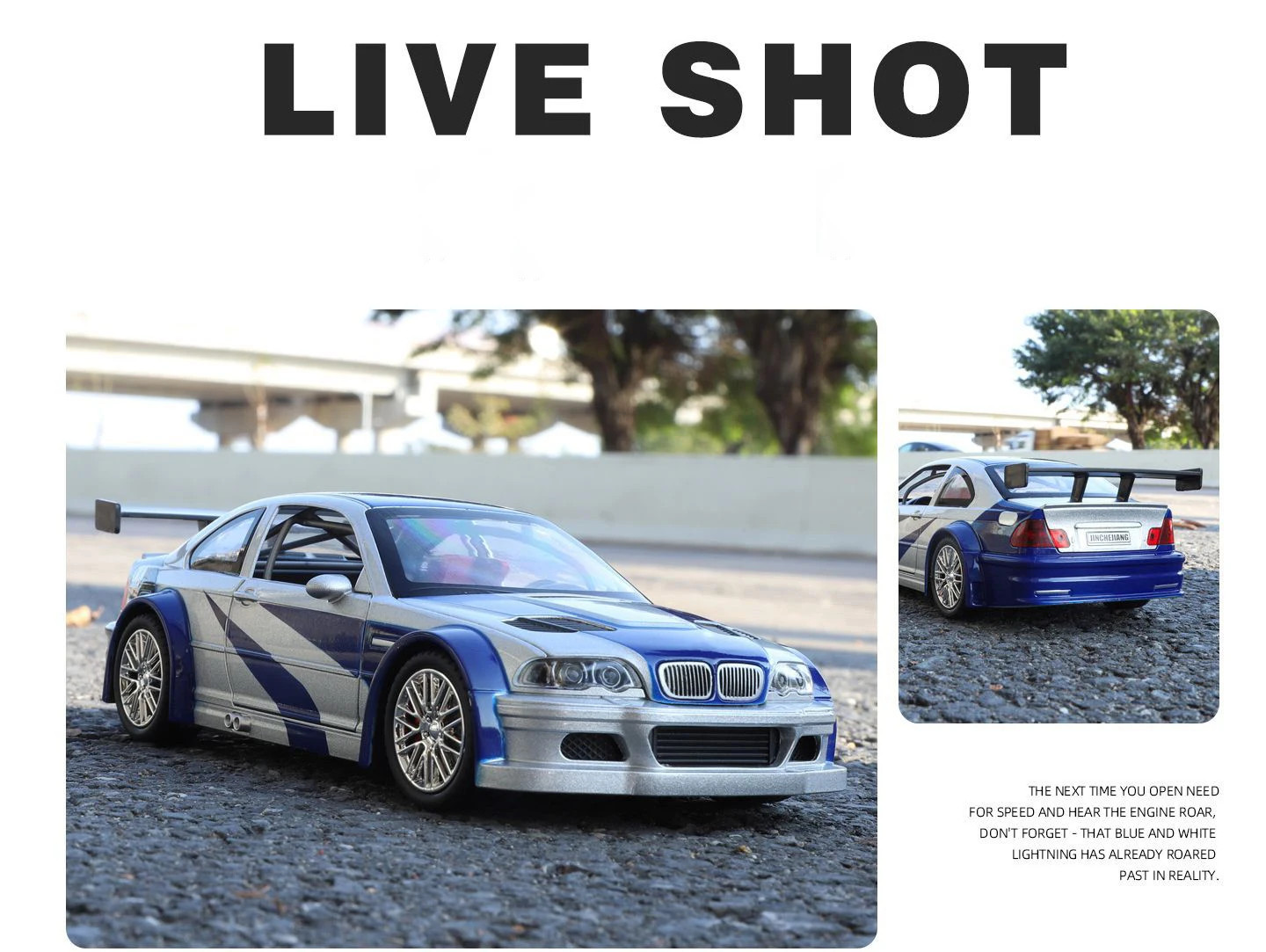 1:24 BMW M3 GTR E46 Muscle Model Car Sound Light Collectible gift