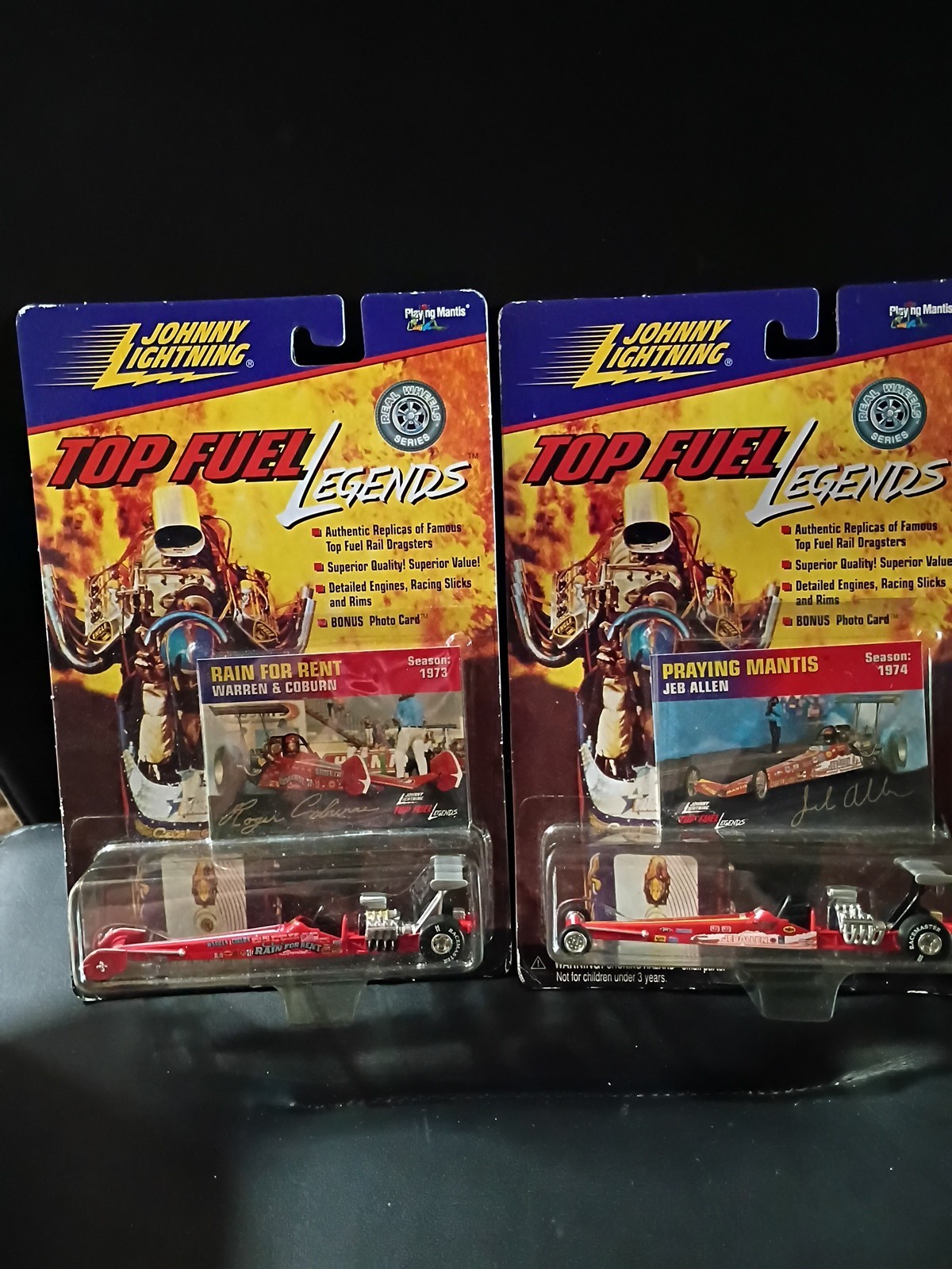 Johnny Lightning Top Fuel Rain For Rent 1998 & Praying Mantis LOT OF TWO