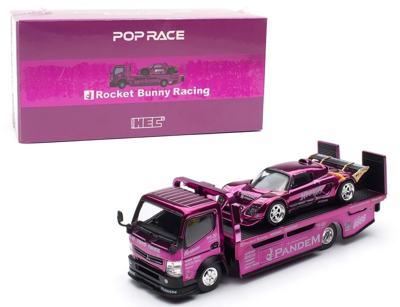 Pop Race 1:64 Pandem Lotus Elise Pandem Truck Box Set Purple Chrome HEC 2026