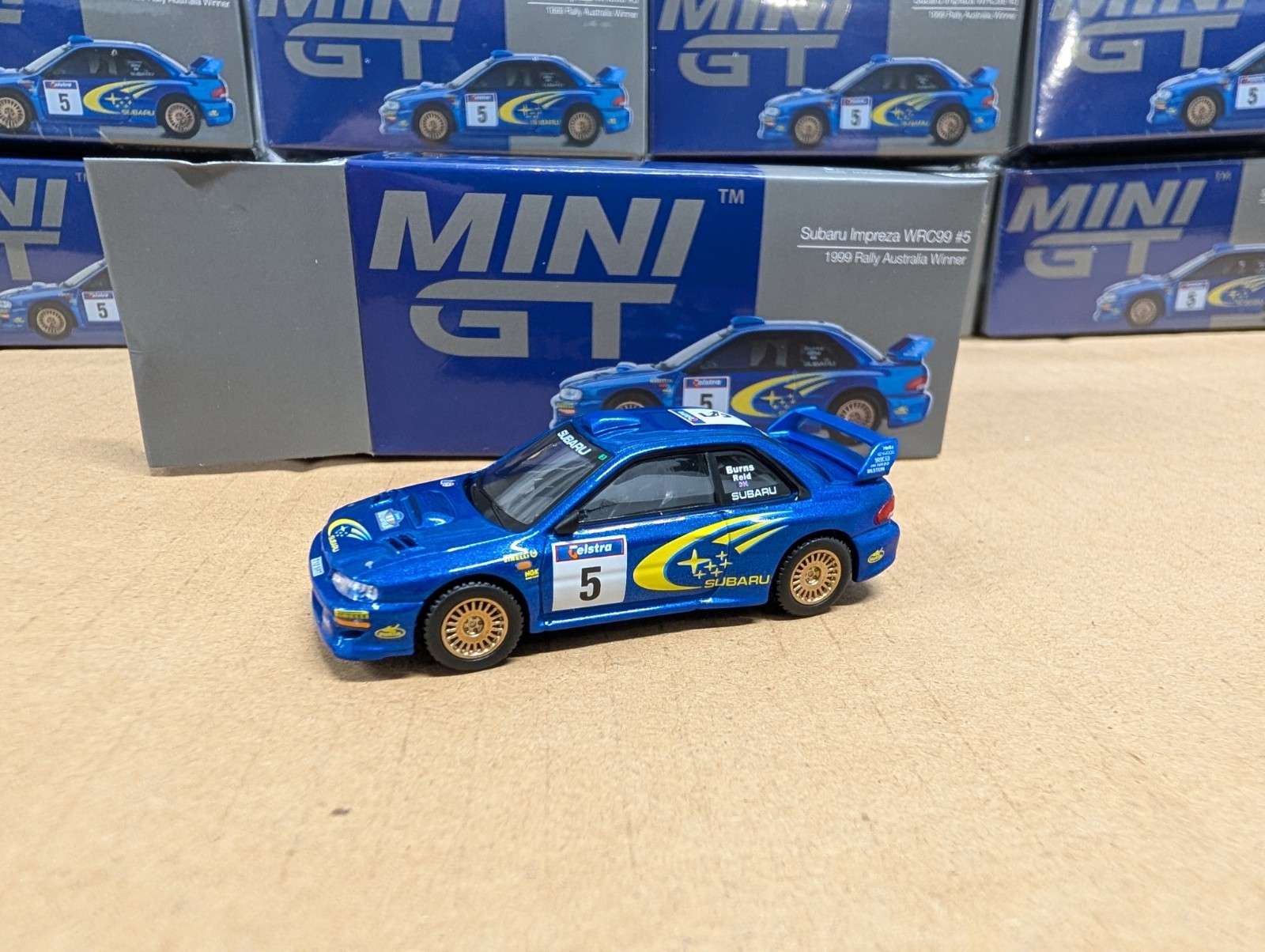 Subaru Impreza WRC99 #5 – 2025 Mini GT – Blue, Rally Australia Winner