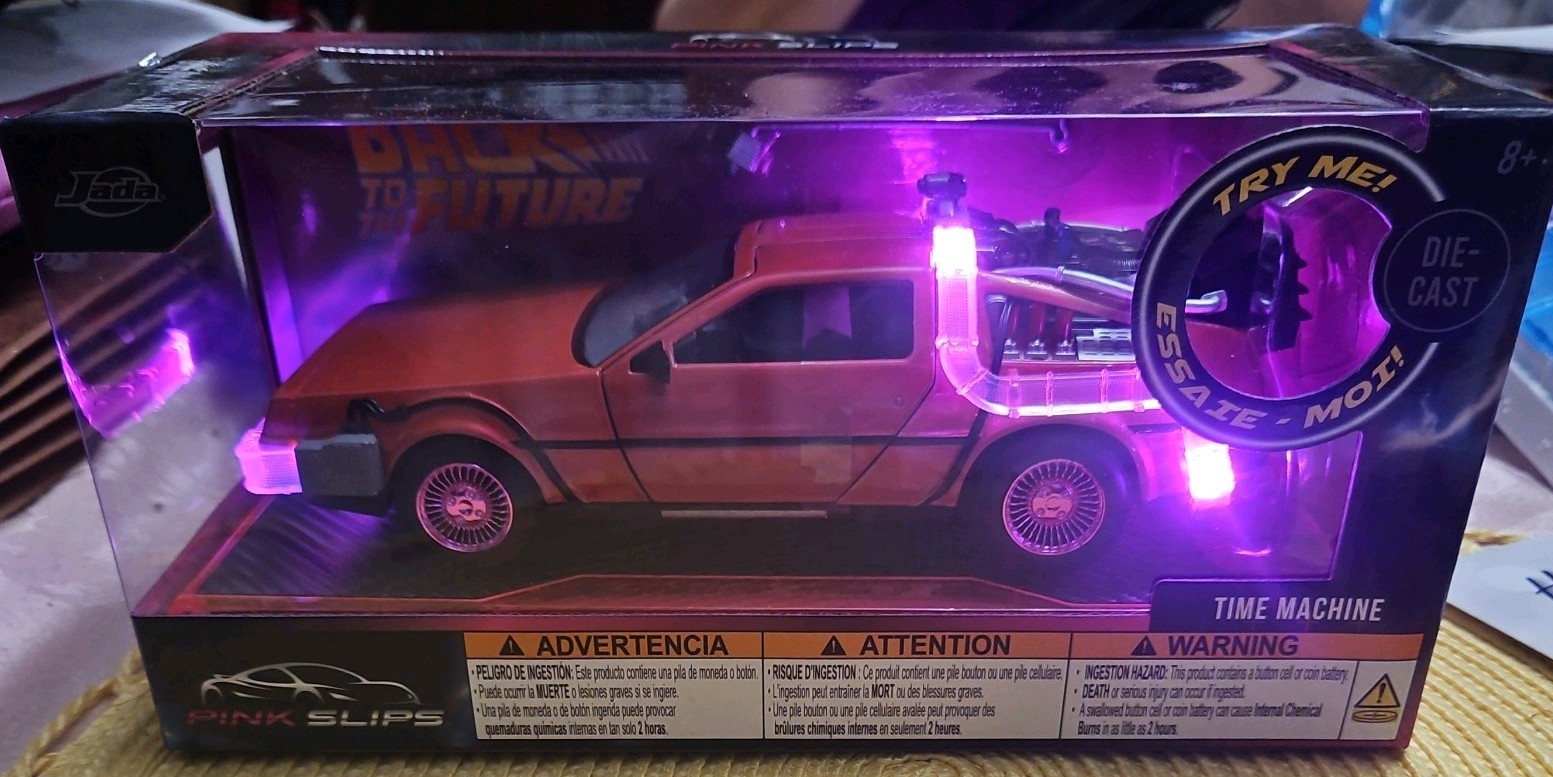 Jada Pink Slips 1:24 Back To The Future Time Machine Pink CHASE Light Up ● VHTF