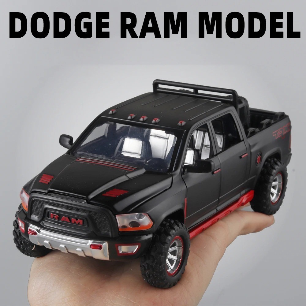 1:32 RAM Pickup Truck Diecast Model Toy w/ Light Sound Pull Back Alloy Car