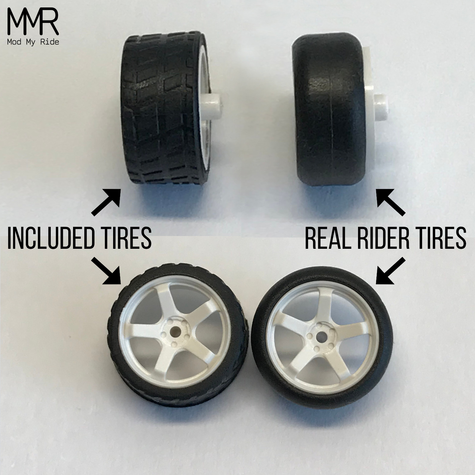 1/64 SCALE REALISTIC CUSTOM Real Riders Wheels Rims Rubber Tires Set Hot Wheelz