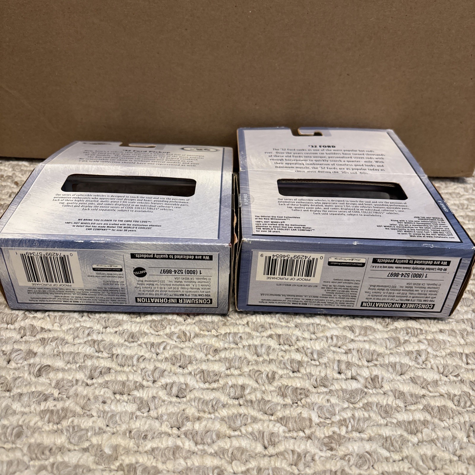 LOT [2] BOXED 2002-03 HOT WHEELS 100% SERIES 1932 FORD PICKUP & CONVERTIBLE