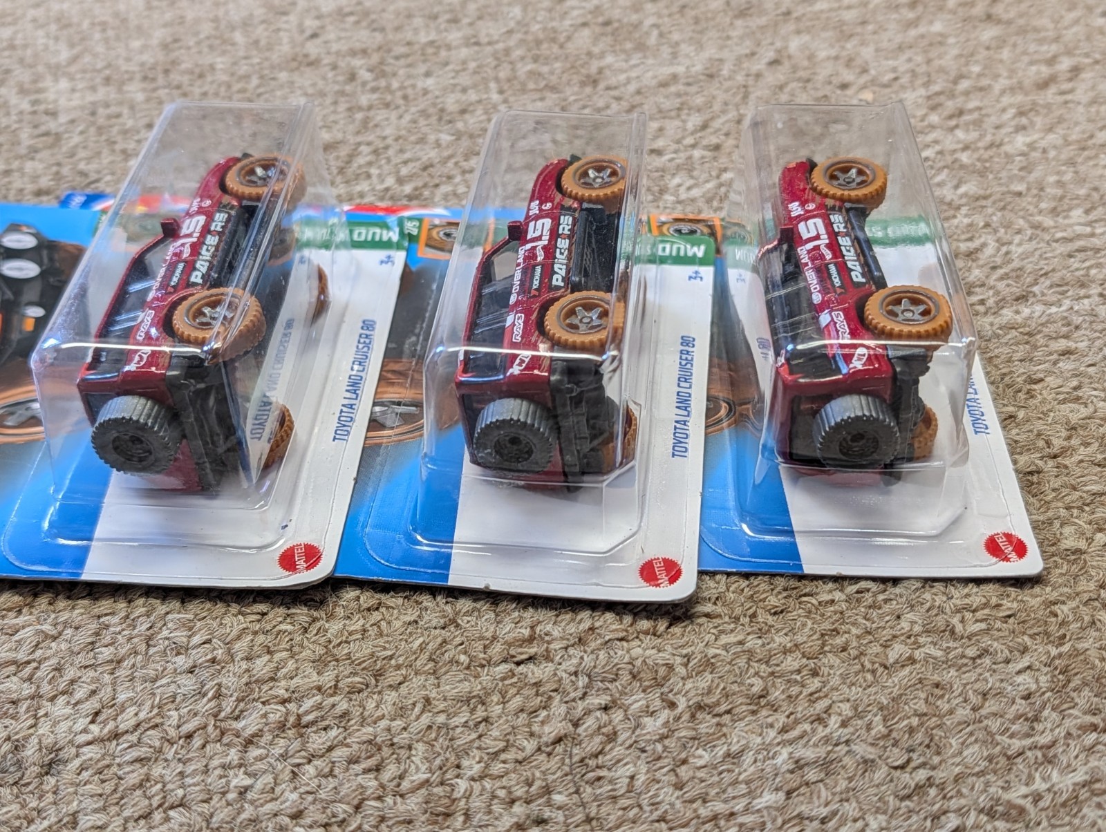 Hot Wheels Toyota Land Cruiser J80 Kroger Exclusive Mud Studs Red Set Lot of 3