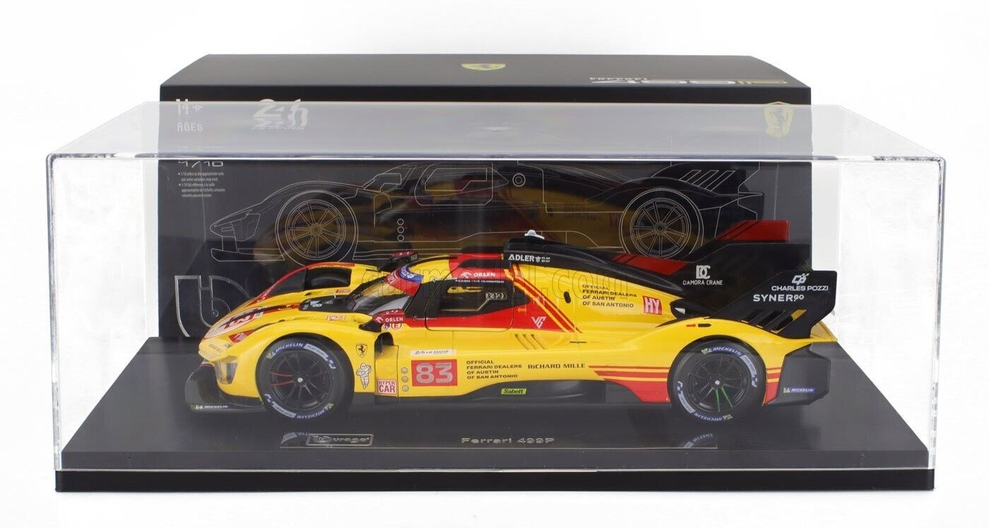 Bburago Ferrari 499P 3.0L #83 AF Corse Winner 2025 24hr Le Mans 1:18 W/ DISPLAY