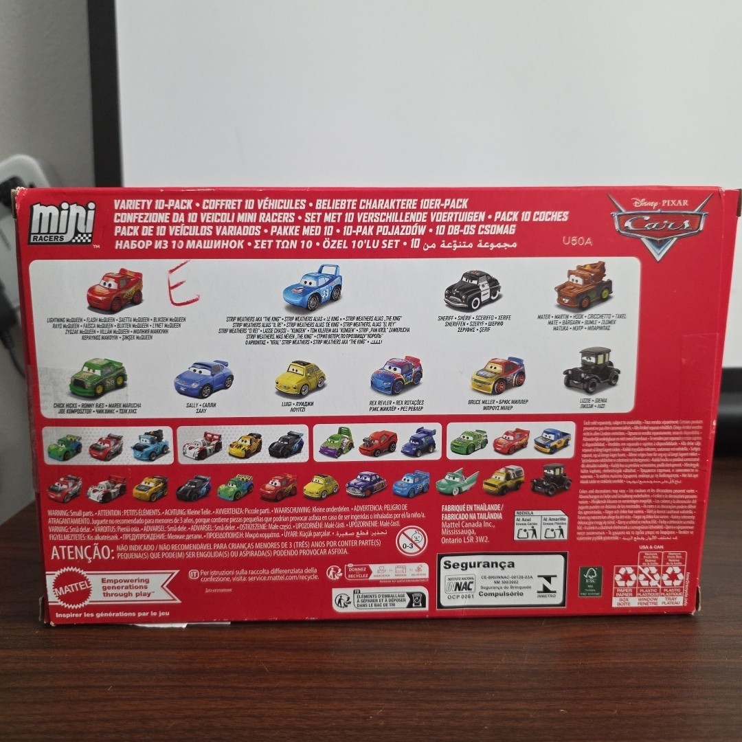 Disney Pixar Cars Mini Racers 10 Pk Lighting McQueen The King Mater Chick Hicks