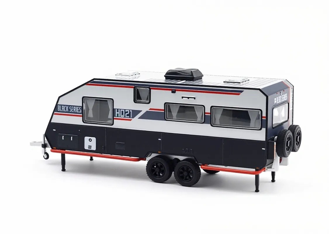 XCARTOYS 1:64 Black Series HQ21 Off Road Trailer RV Model Diecast Metal Car