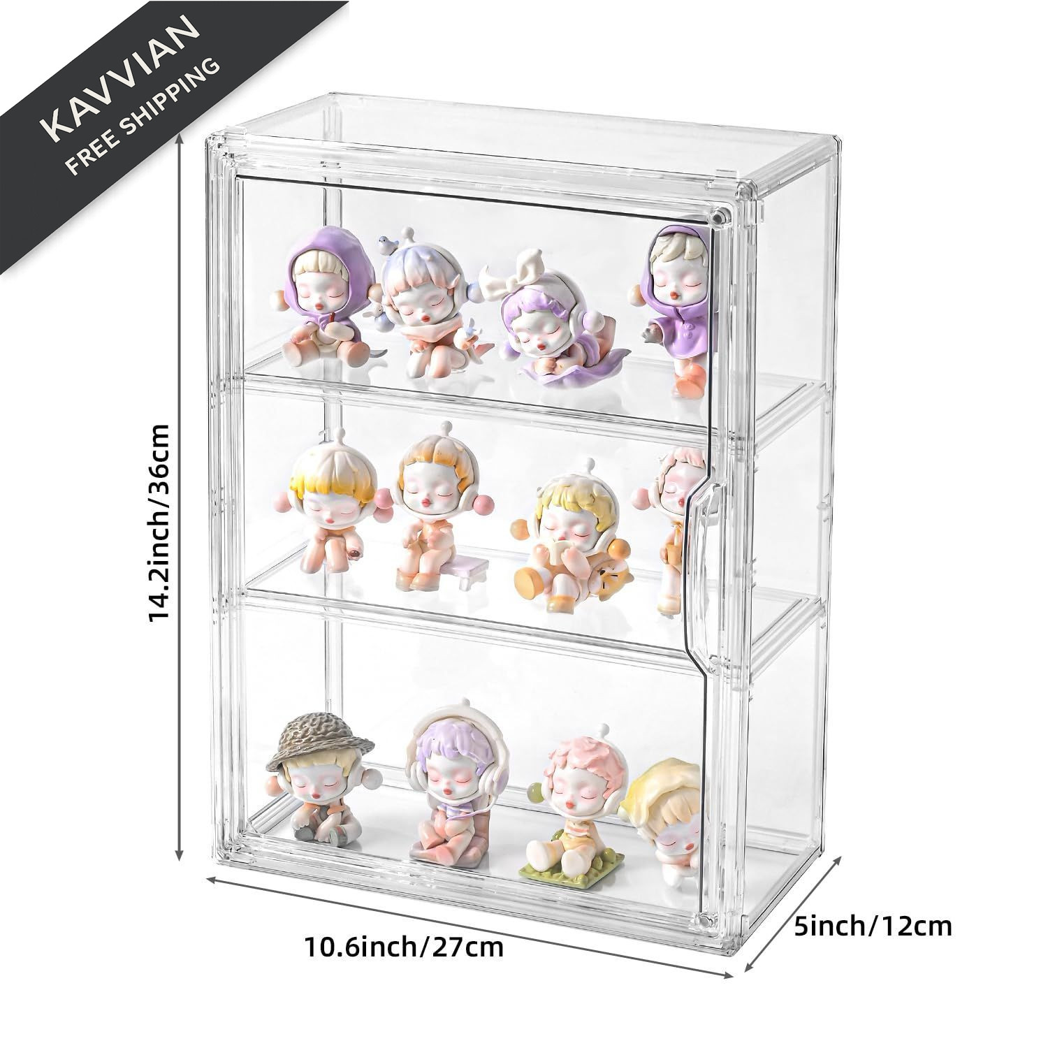 3 Tier Display Case for Collectibles,Clear Box Large 1 Pack, Clear