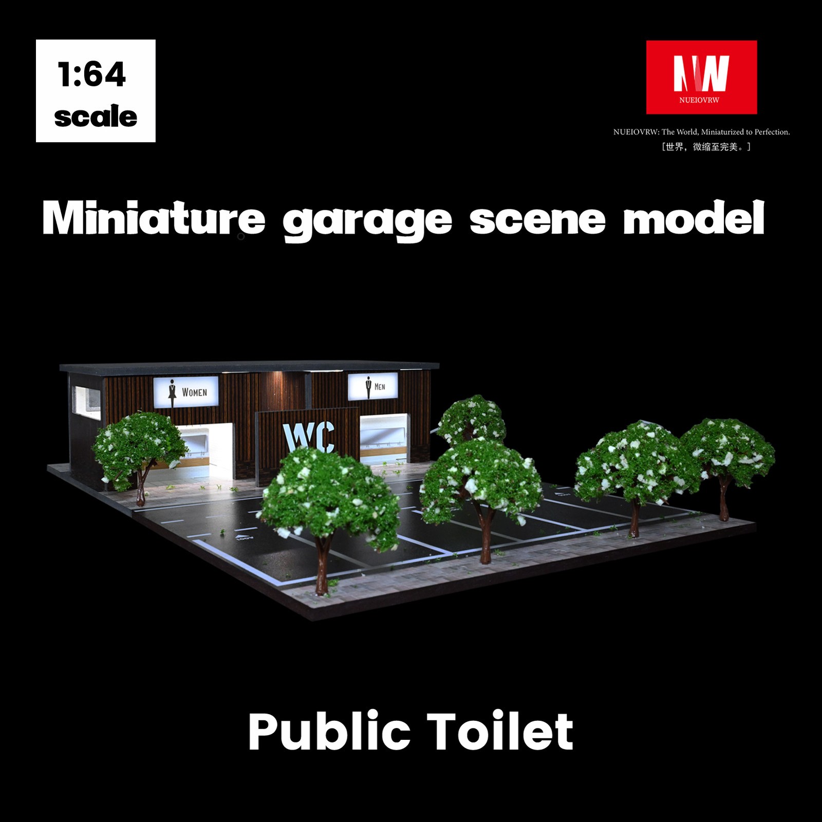 Diorama 1/64 Diecast Car Garage Model LED Street Toilet Building Scene Gifts US