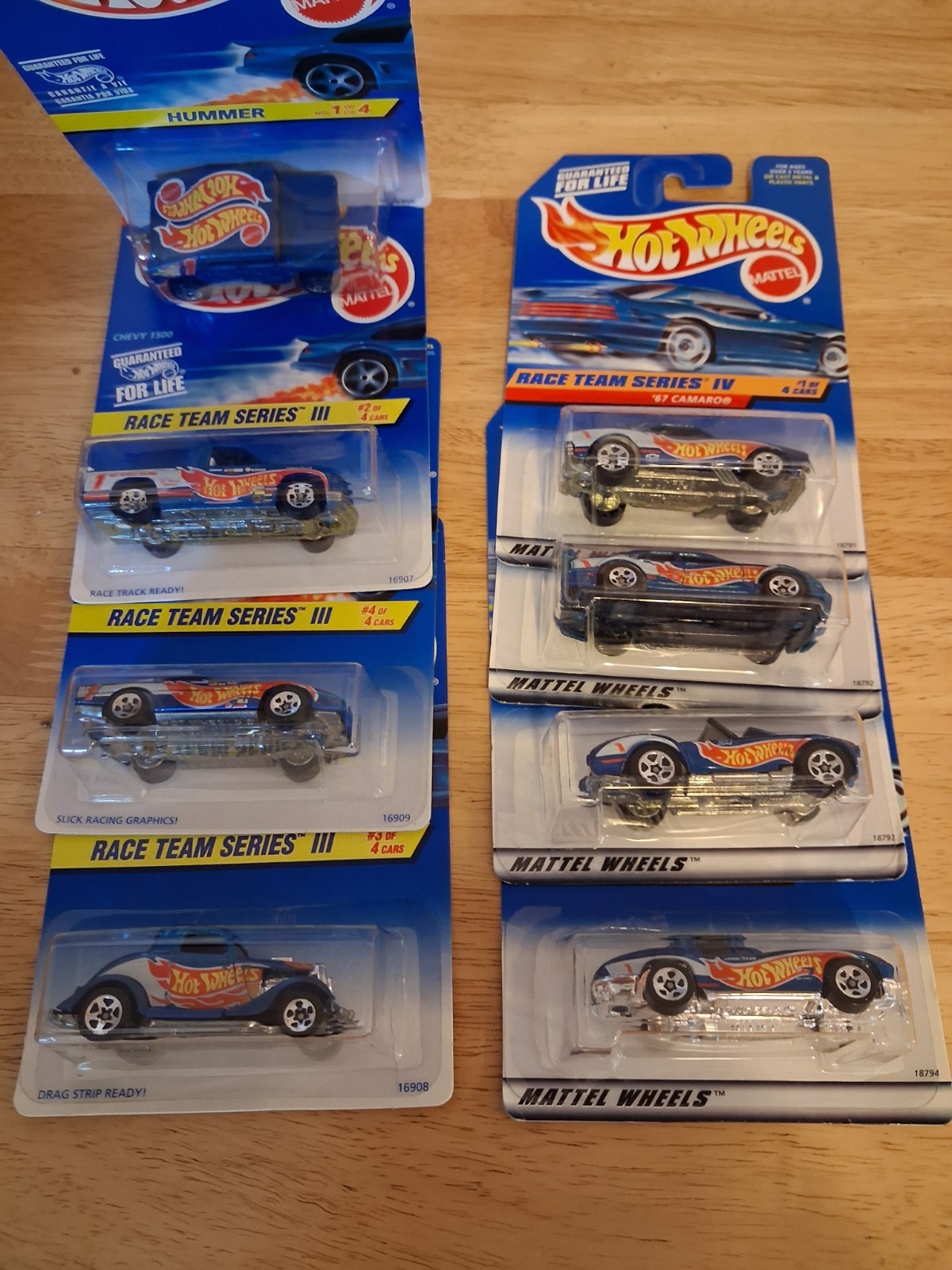 Hot Wheels Race Team Series III & IV Complete Sets, 4 Cars Each. (8 cars) NIP