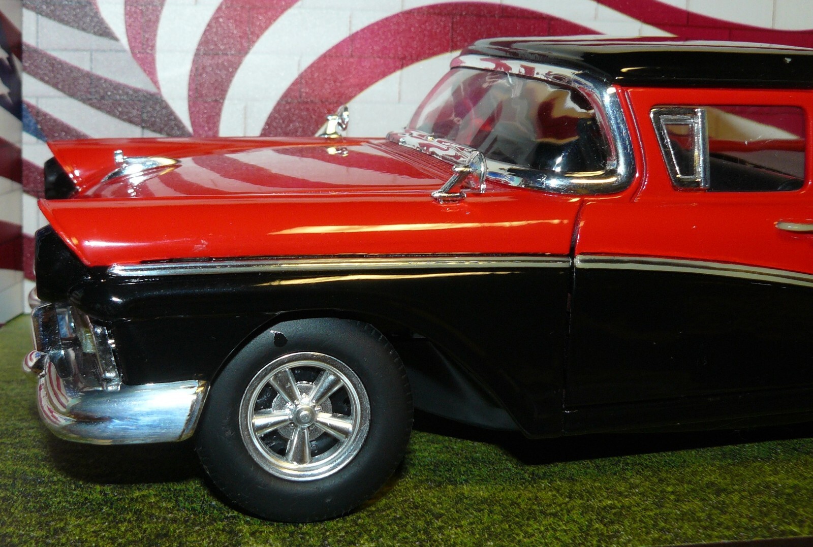 1/18, ( IB ) Custom made 1957 Ford Ranchero , gasser black and red , no box