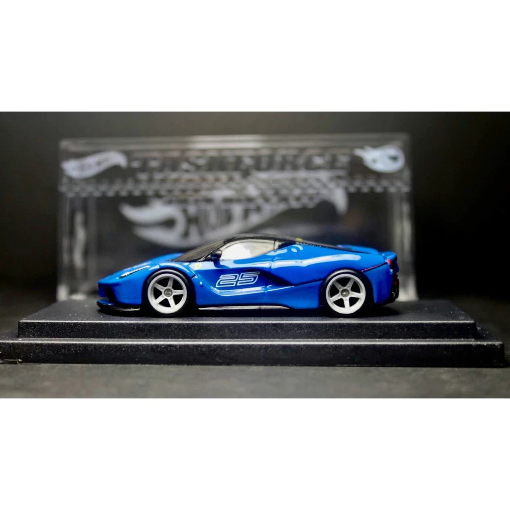 NEW Hot Wheels LaFerrari CUSTOM Replica Blue Rubber Tire Car Display Case