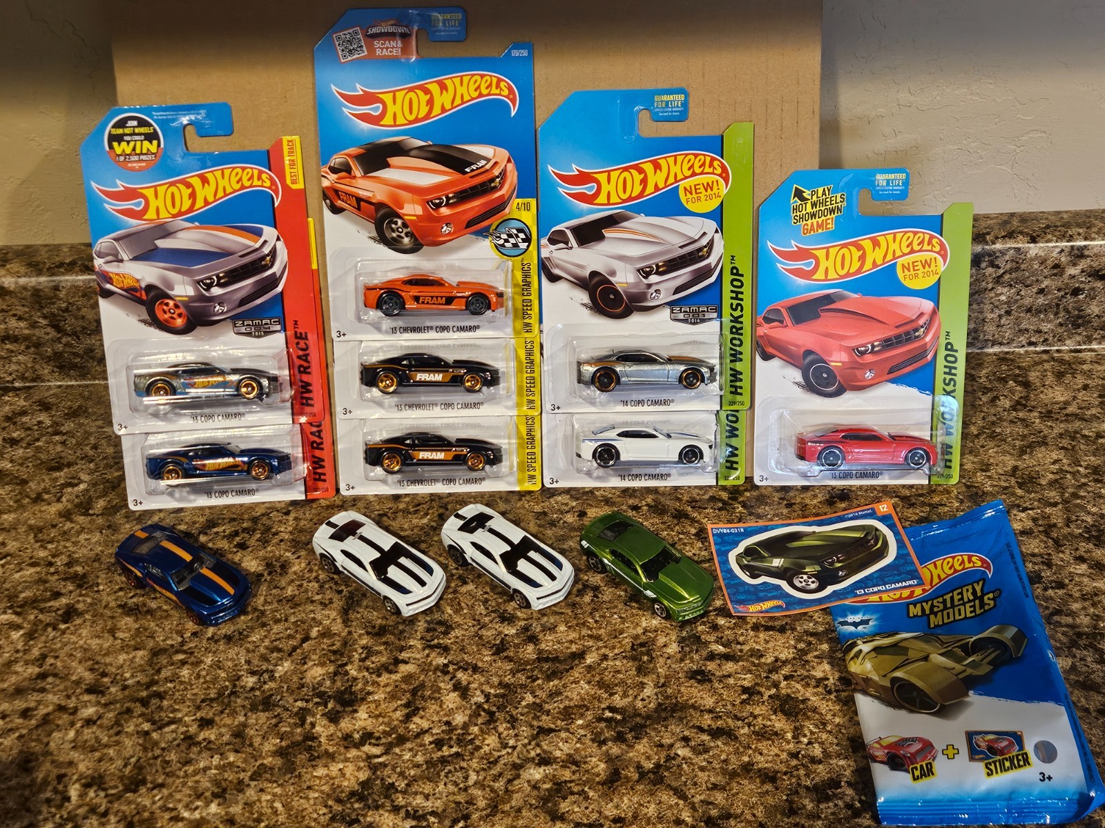 Hot Wheels Lot of 12 2014 2013 COPO Camaro Chevy Mystery Zamac Fram Red ’14 ’13