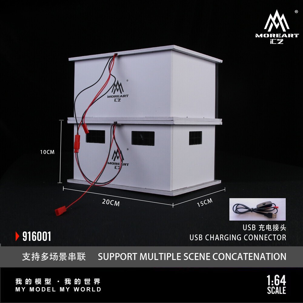 1/64 Garage Diorama Diecast Car Display Case LED Lighting Parking Lot Scene US
