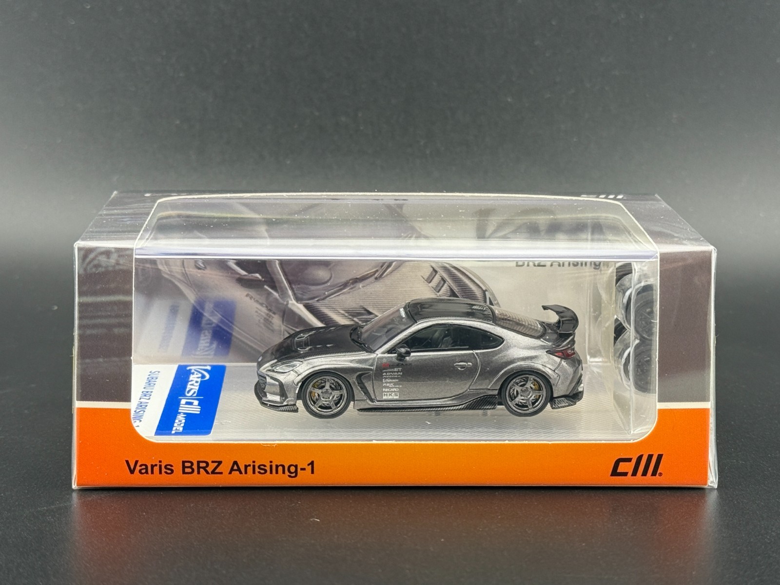 CM Model Subaru BRZ Varis Widebody custom Metallic Gray w/ Extra Wheels set 1/64
