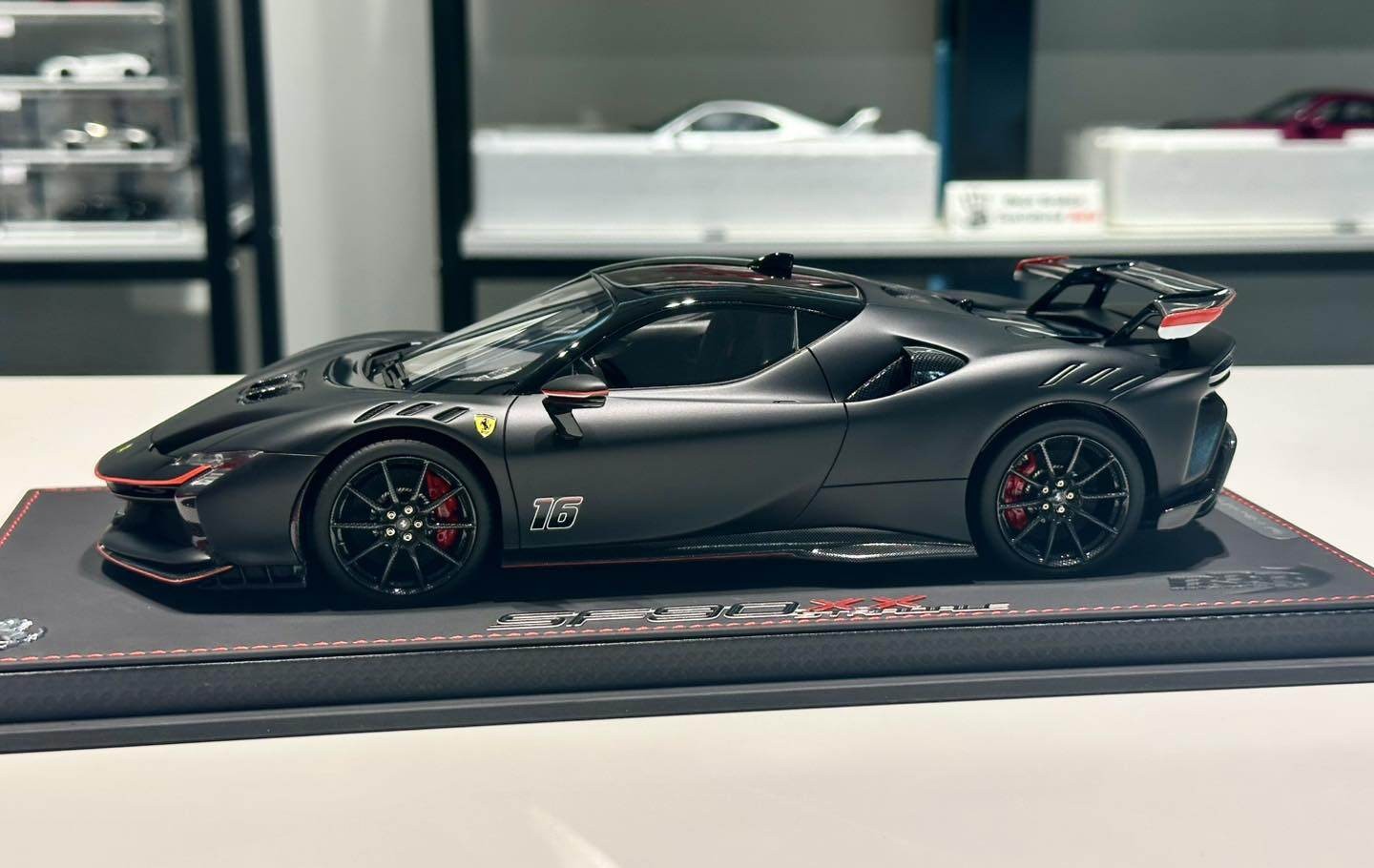 Ferrari SF90 XX Stradale Race #16 Matt Black in 1:18 scale by BBR