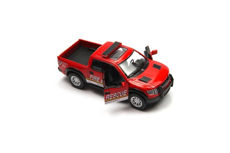 5″ Kinsmart 2013 Ford F-150 SVT Raptor SuperCrew Fire Rescue Diecast Model 1:46