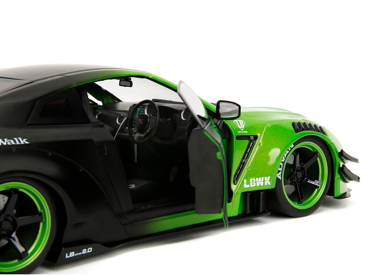 JADA PINK SLIPS NISSAN GT-R R35 LBWK LIBERTY WALK 1/18 GREEN / MATTE BLACK 35724