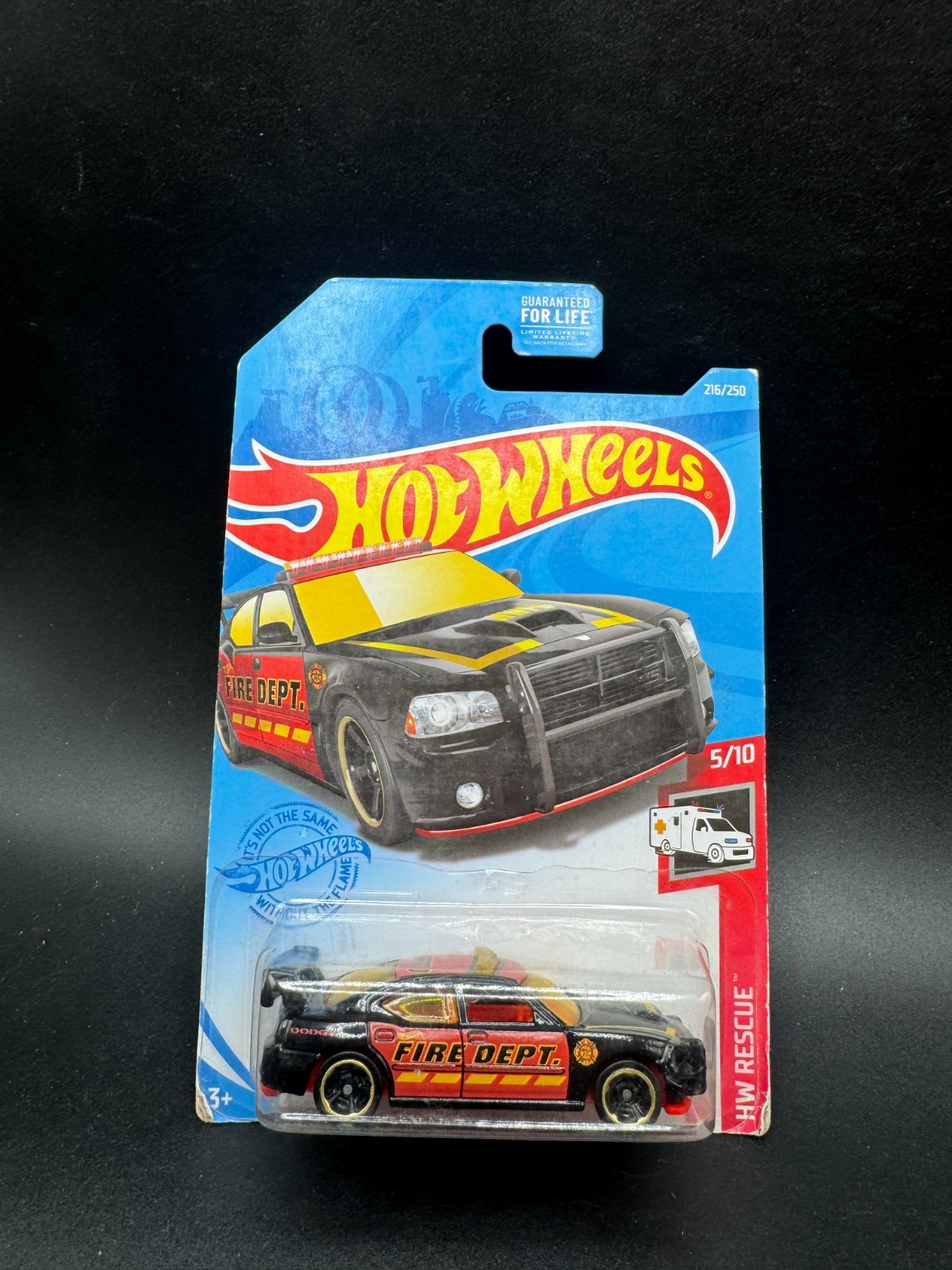 Hot Wheels HW Rescue 5/10 Dodge Charger Drift 216/250 Fire Dept. Black F4