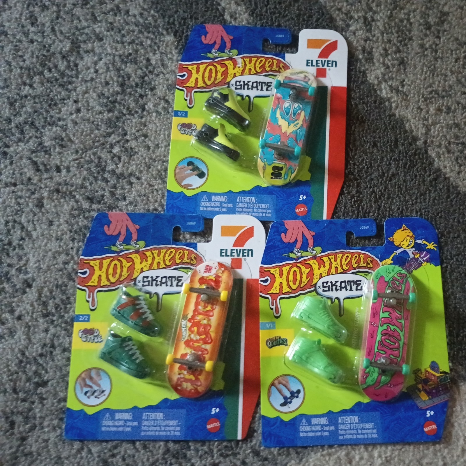Hot Wheels Skate Fingerboard Food Style 711 Gas Station Exclusive Lot Of 3 Set