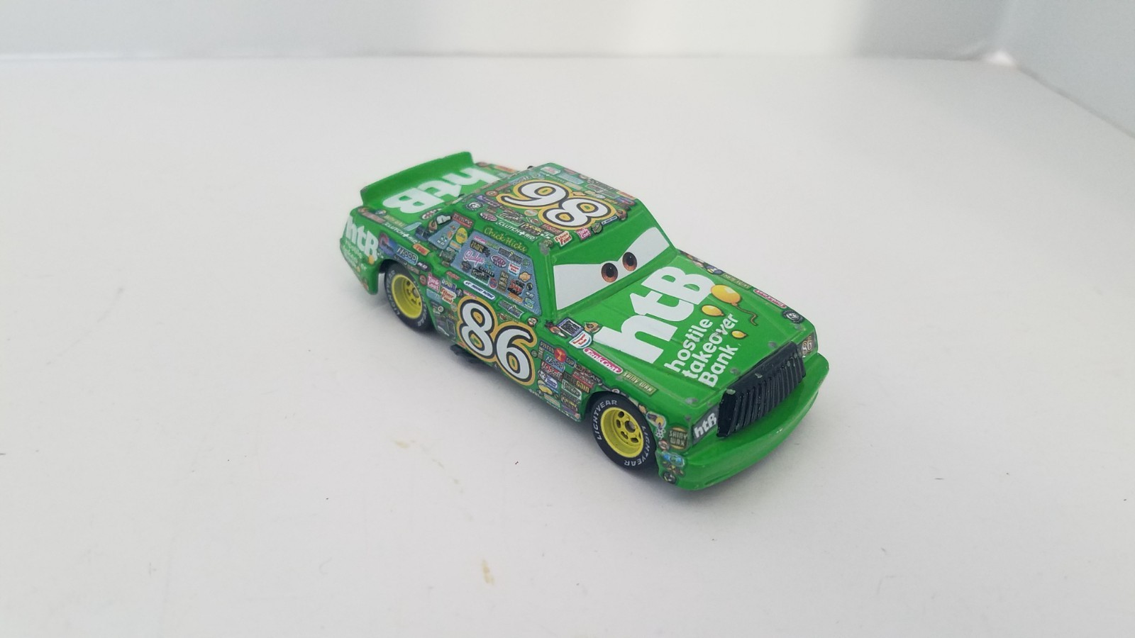 Disney Pixar Cars Green #98 Chick Hicks Diecast Car Vehicle Lot 2 Hot Roddin