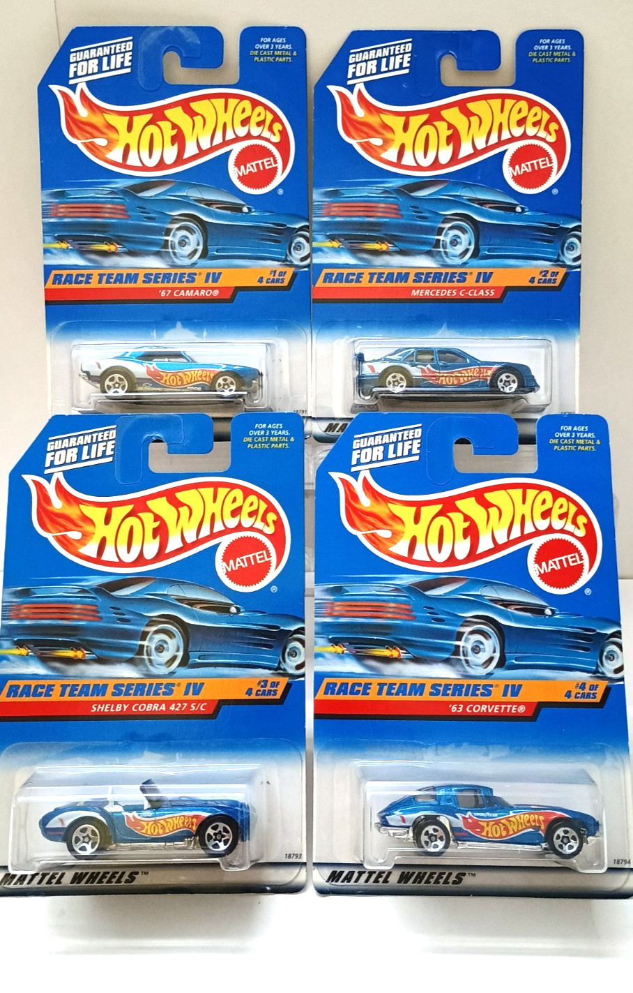 1997 Hot Wheels Race Team Series IV Complete Set Of 4 Vehicles; NIP Never Opened