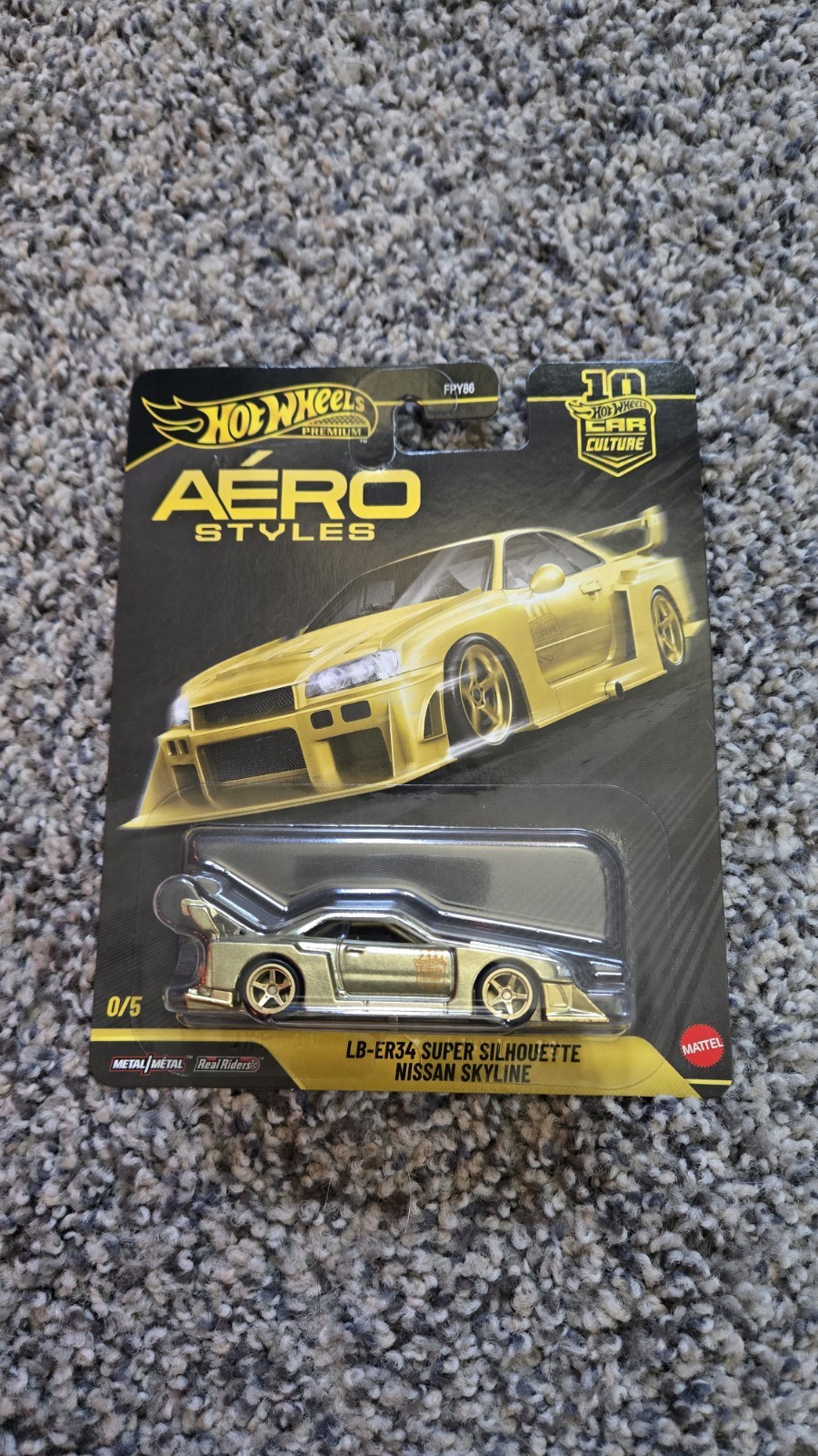 Hot Wheels Car Culture Aero Styles 0/5 Chase LB-ER34 Skyline Gold 1:64