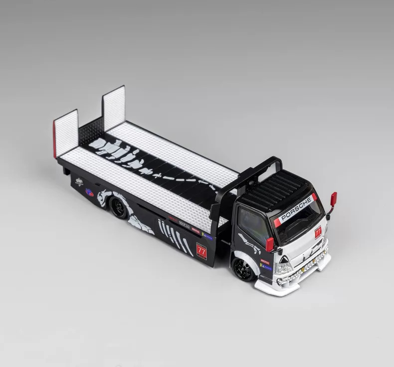 1/64 Mega Gear Custom Tow Truck Skeleton Dinosaur Flatbed Diecast Model