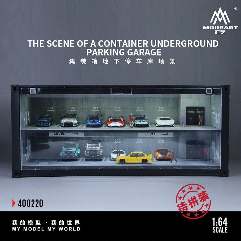 MoreArt Container Underground Parking Garage Diorama Mini Car Scene New