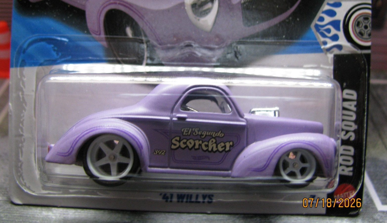 2026 Hot Wheels Purplish ’41 Willys Rod Squad 153/250, w/Real Riders Wheel Swap