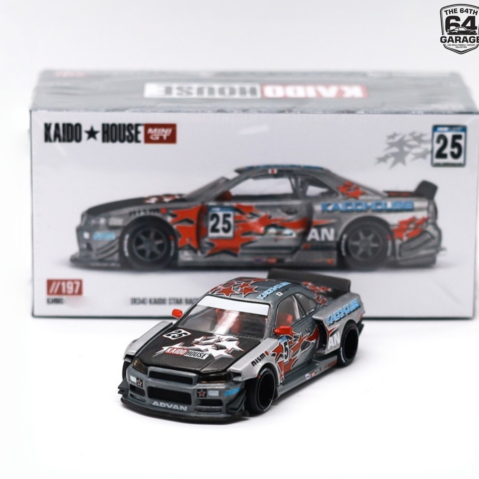 CHASE 1/64 Mini GT Kaido House Nissan Skyline R34 Star Racing V1 Raw Metal Car