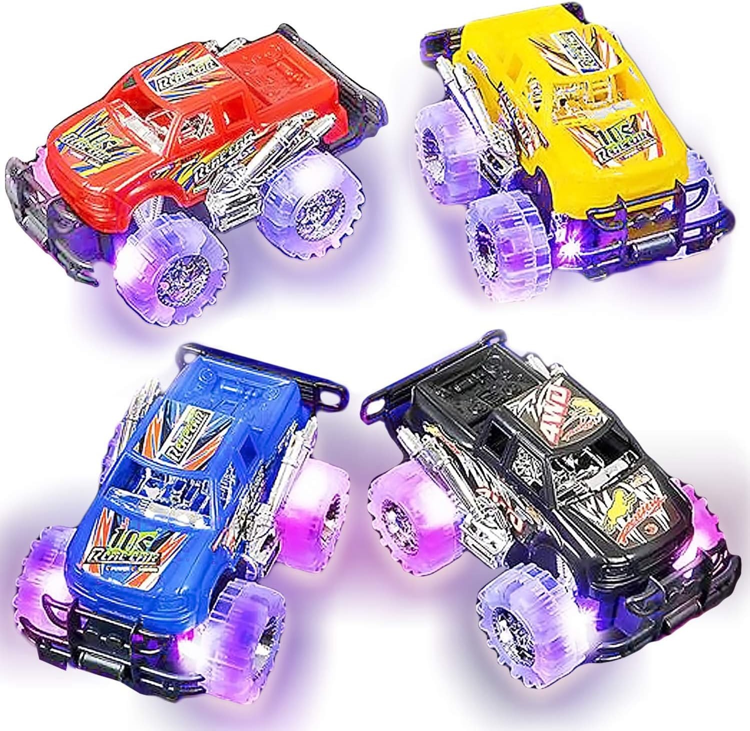 Light-Up Monster Truck Toys 2-Pack – Push-&-Go Cars with Glowing Wheels – Bir…