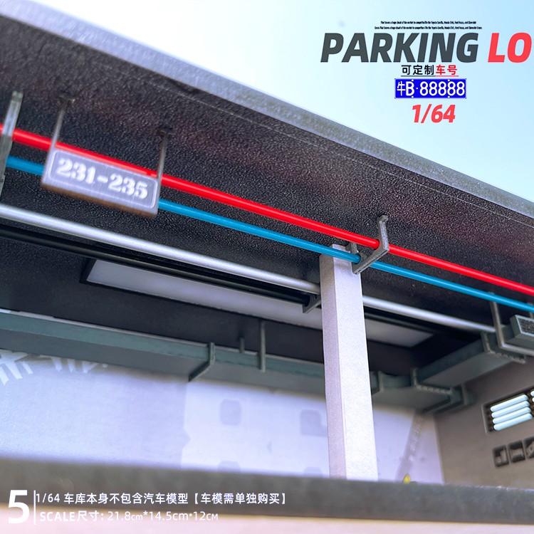 1/64 Diorama Car Garage Model LED Lighting Parking Lot Model Display Case US