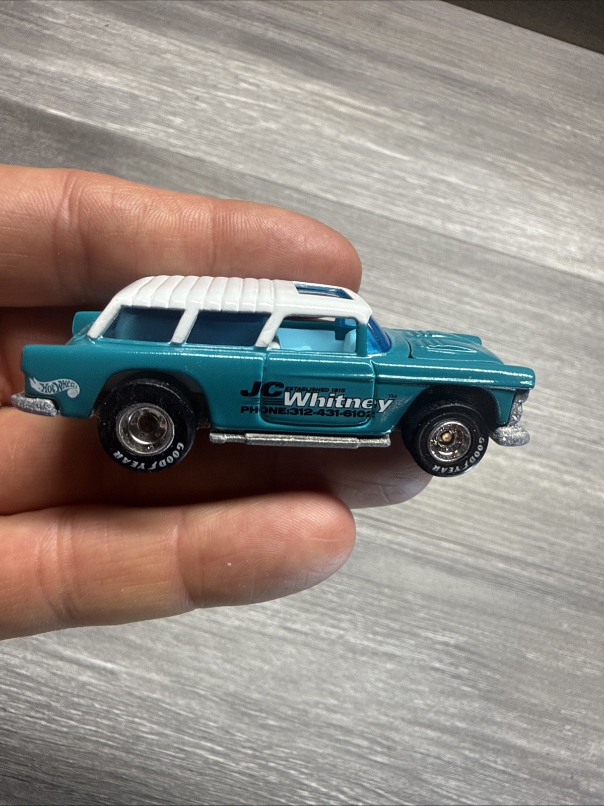 1996 Hot Wheels JC Whitney Aqua (1955) ’55 Chevy Nomad w/REAL RIDERS