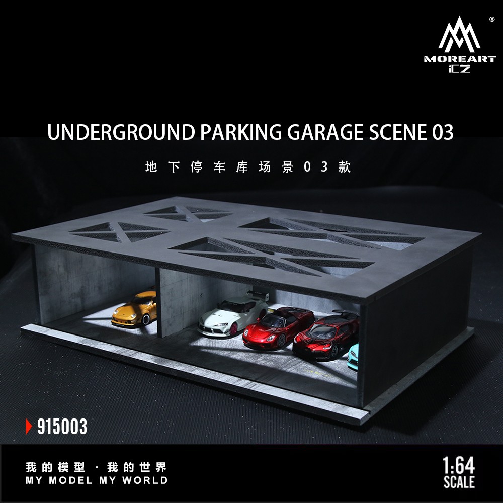 Diorama 1/64 Diecast Garage Model LED Underground Parking Lot Display Case Gift