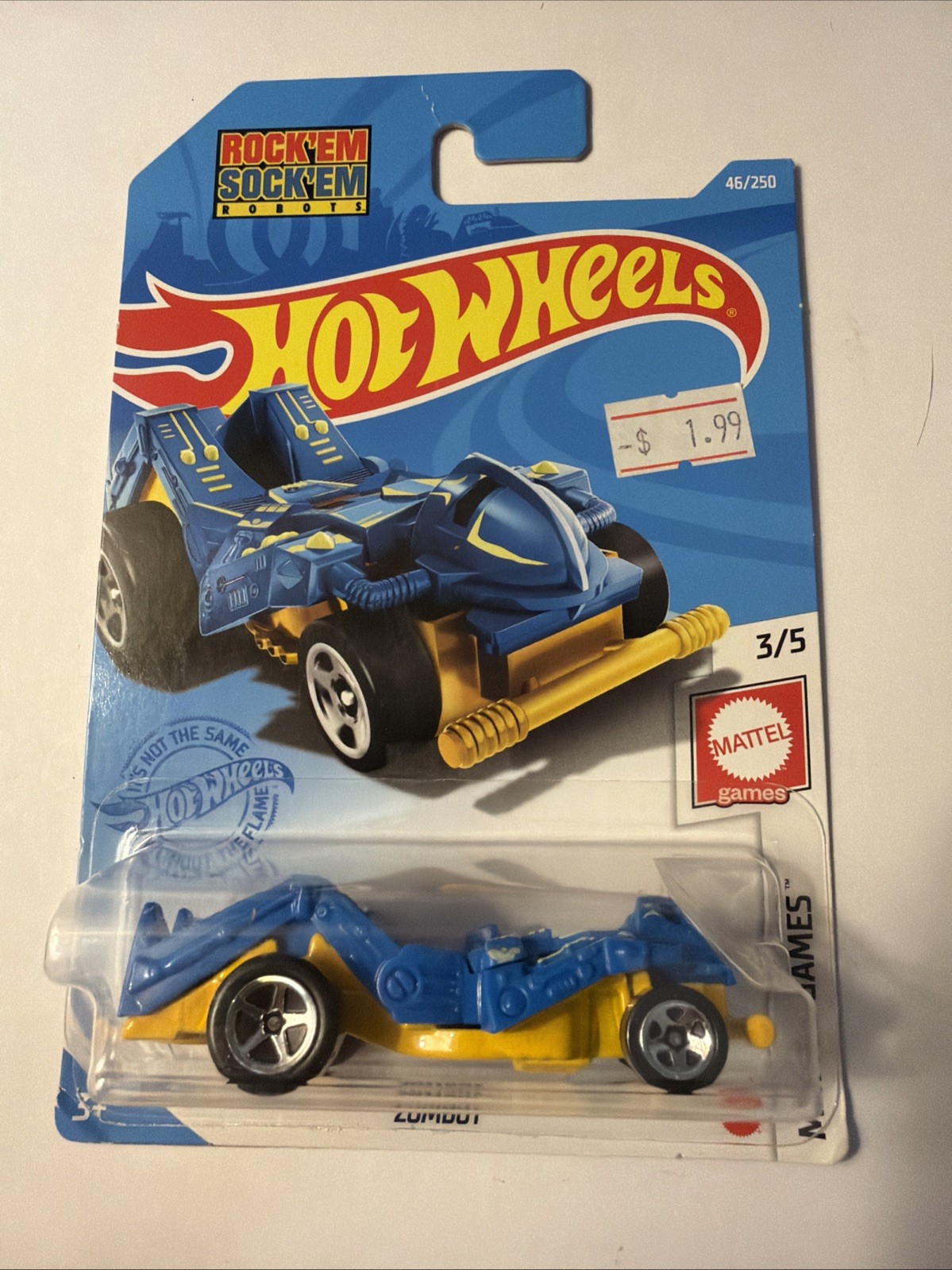 Hot Wheels Rock’em Sock’em Mattel Games 3/5 Zombot 46/250 Blue/Yellow