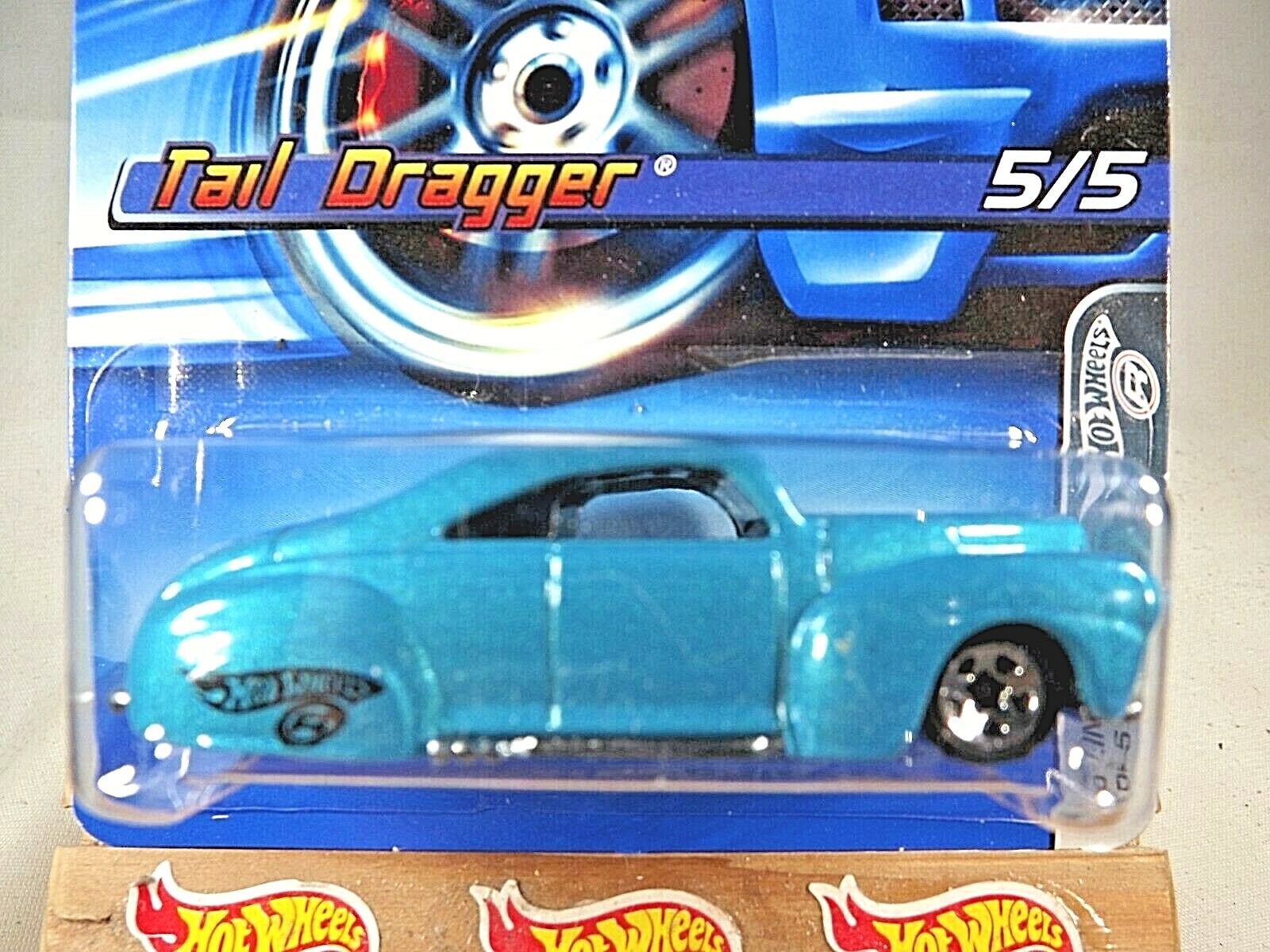 2005 Hot Wheels Kmart Exclusive #100 Red Lines 5/5 TAIL DRAGGER Teal w/5 Spokes