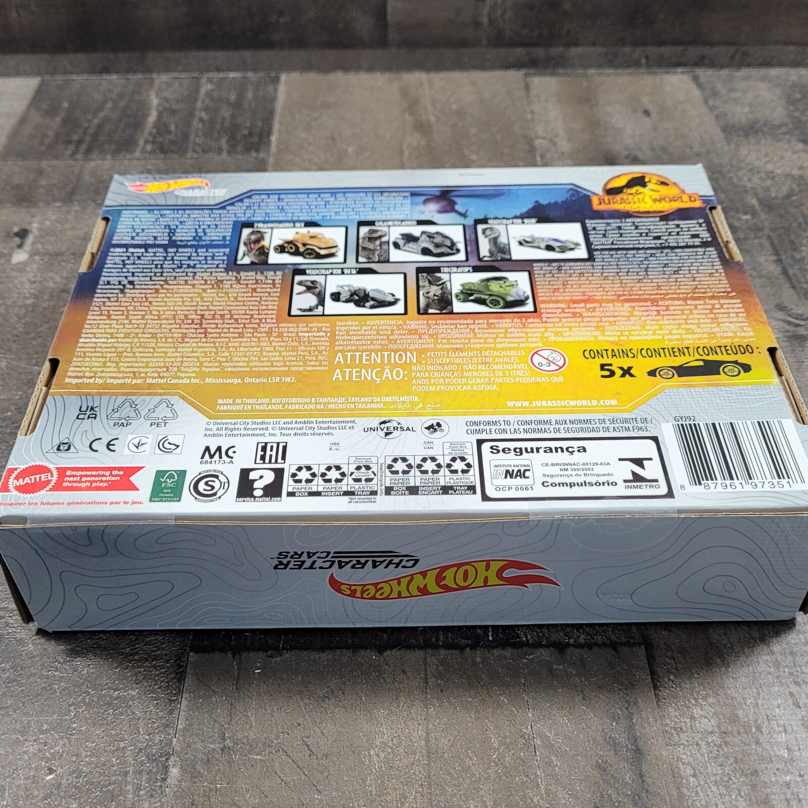 2022 NEW Hot Wheels Jurassic World Dominion Character Car 5 Pack Box Set