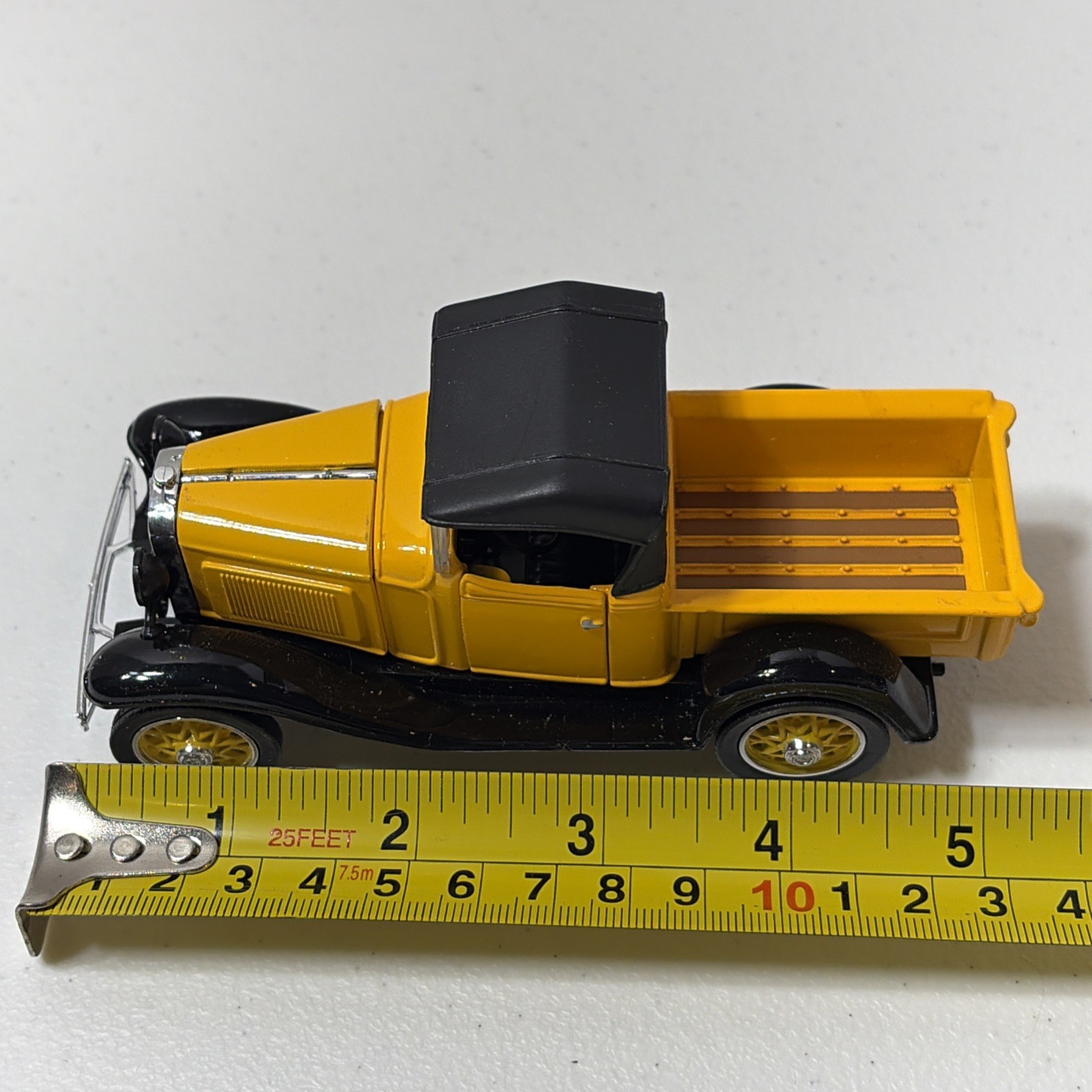 1932 Chevy Open Cab Pickup Diecast Yellow Black Vintage Car Collectible