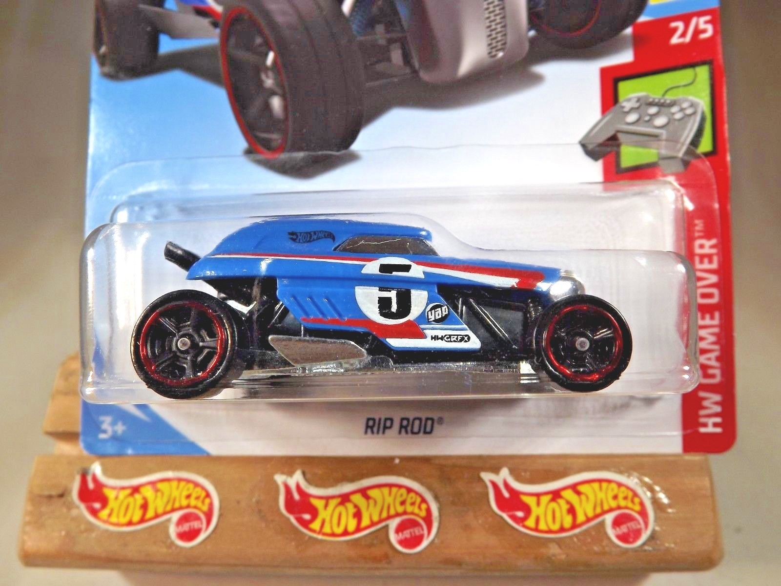 2019 Hot Wheels #16 HW Game Over 2/5 RIP ROD Blue w/Black MC5 Spoke Wheels