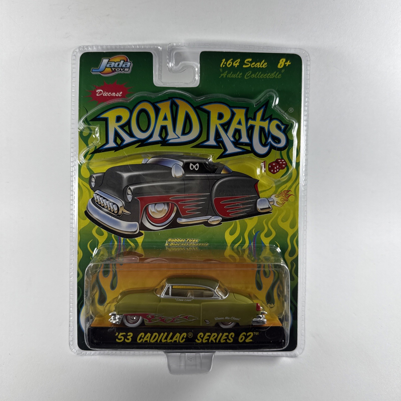 Jada 1:64 Road Rats ’53 Cadillac Series 62 Green w/Red Flames I5