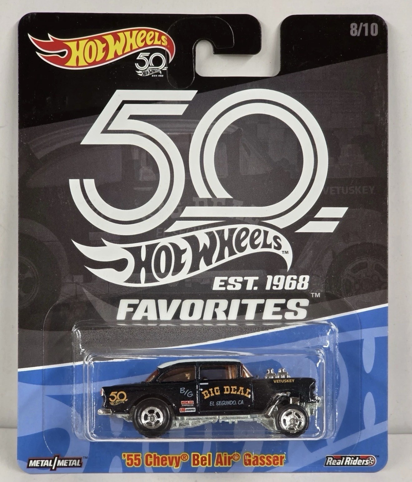 Hot Wheels 2018 50th Black Gold 55 Chevy Bel Air Gasser Big Deal Chase