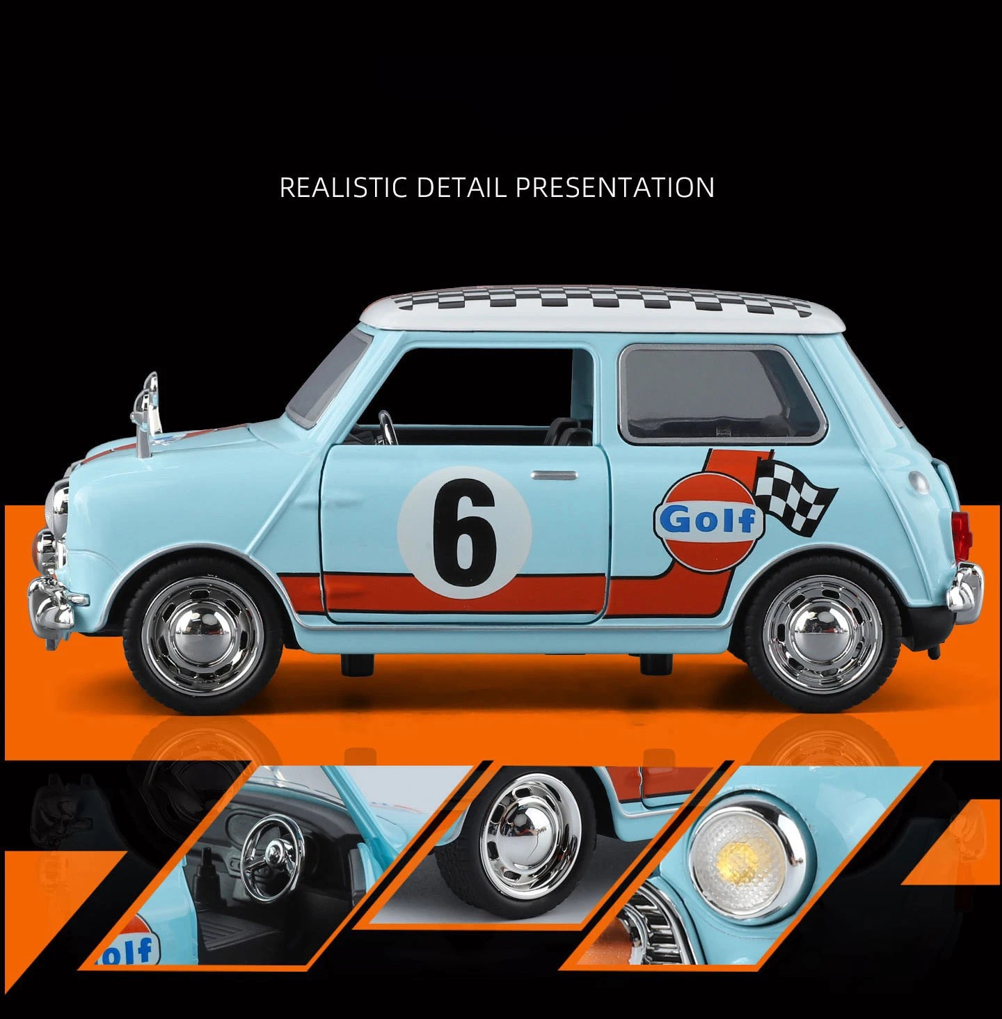 1:32 Morris Mini Cooper S Alloy Classic Sports Car Model Diecast Metal Track Rac
