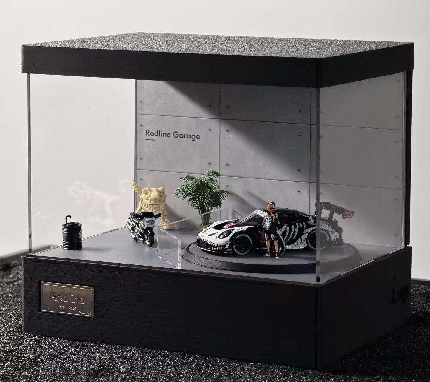 Rotating Car Display Case LED Showroom Acrylic Diorama Display Box Garage