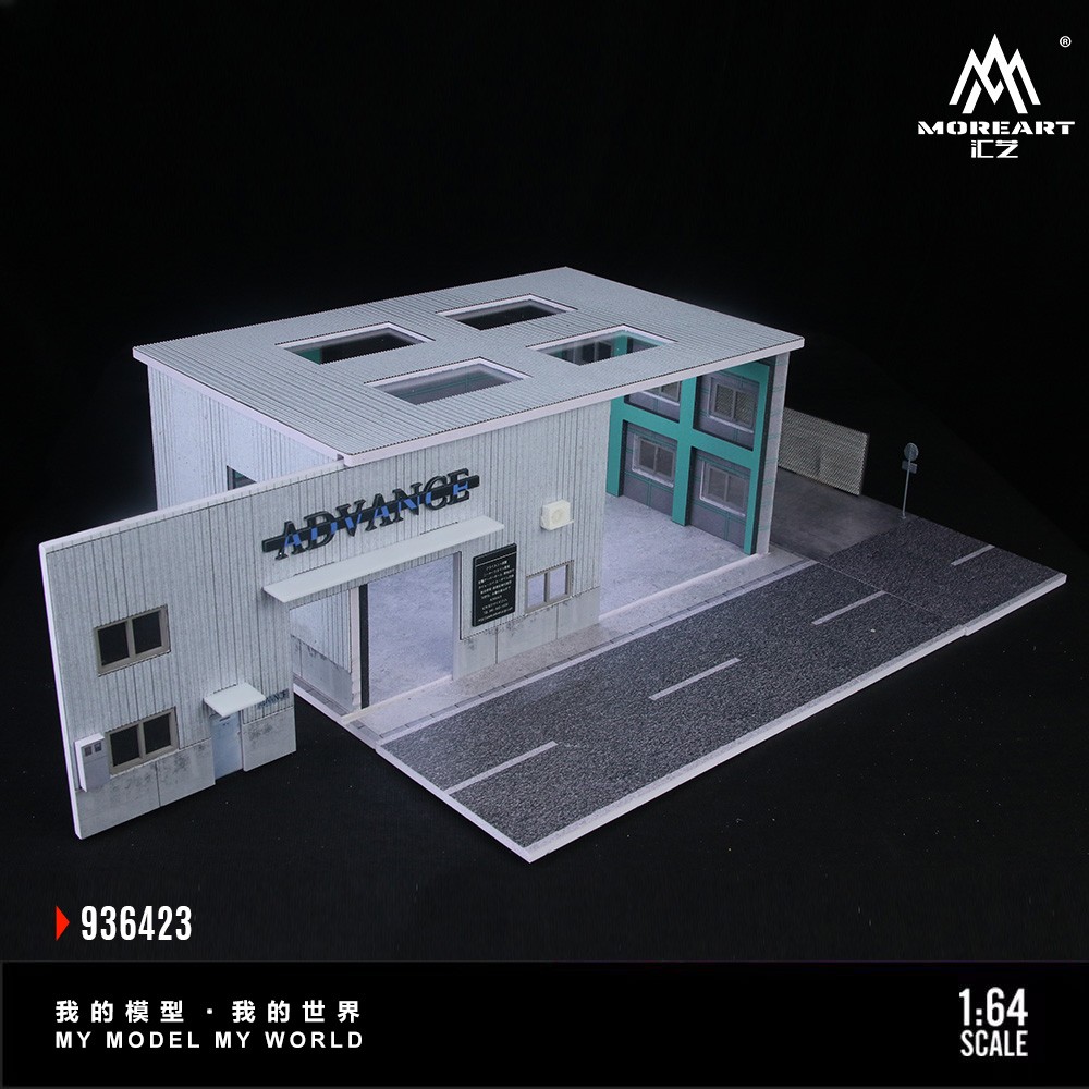 Diorama 1/64 Diecast Car Parking Lot Scene Model LED Factory Building Display US