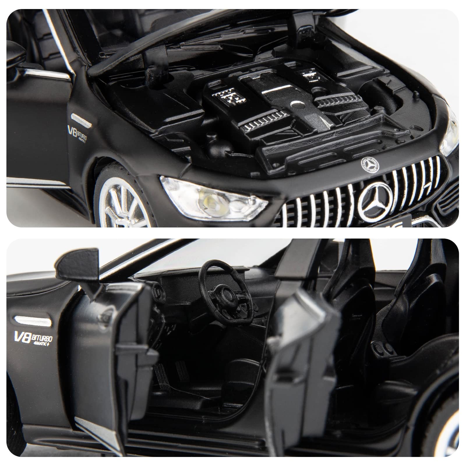 1/32 AMG GT63 Model Car Alloy Diecast Pull Back Toy Car with Sound and Light Doo